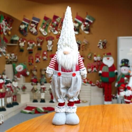 Handmade Christmas Elf Decoration Retractable Standing Swedish Gnome Tomte Doll