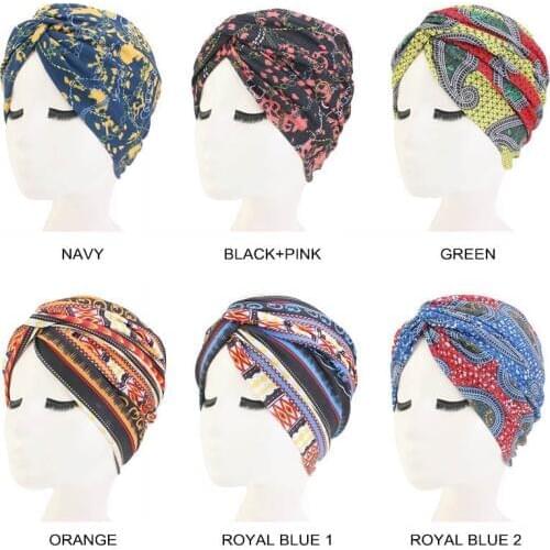African Hair Caps Turban Twist Turban Flower Printed Night Sleeping Headscarf Women Muslim Hair Band Chemo Hair Styling Tools