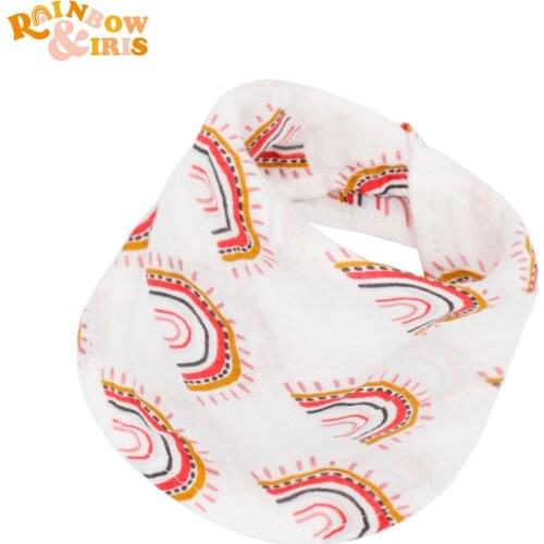 Rainbow&Iris Super Soft Comfortable Bamboo Cotton Baby Bib Button Gauze Saliva Towel