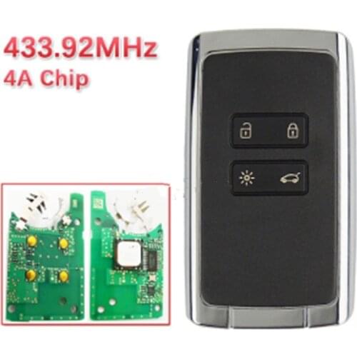2pcs Smart Car Key 4 button keyless remote key 434mhz Hitag AES 4A pcf7953 chip for renault megane 4 Keyless car key