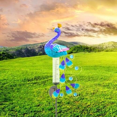 Led Solar Light Outdoor Garden Waterproof Peacock Stake Rain Gauge Lawn Light Solar Powered Lamp Garden Decor