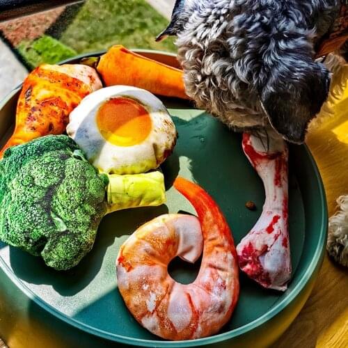 3D Chicken Leg Fruit Toy for Small Dogs Squeaky Cat Toy Funny Puppy Chew Toys Pets Products Chicken Vegetable Bread Dog Supplies