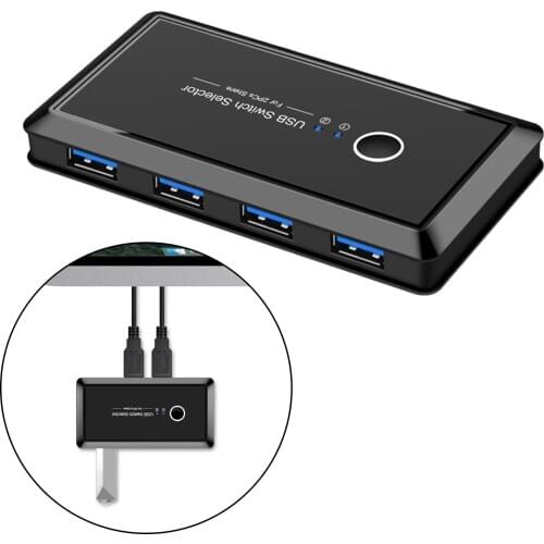 USB 3.0 Switch Selector, KVM Switcher Adapter 4 Port USB Peripheral Switcher Box Hub for Mouse, Keyboard, Scanner, Printer, PCs