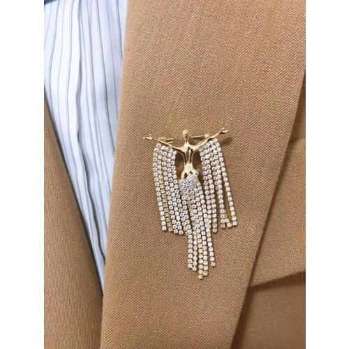 Vintage Angel Brooch Hiphop Crystal Taseel Statement Brooch PINS For Women Rock Jewelry Metal Model Brooches Chunky Bijoux