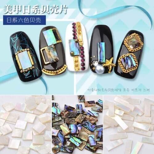 Japanese Natural SeaShell Slices Crushed Shell Stones 3d Nail Art Decoration Gradient Marble Pattern Flakes Manicure Accessories