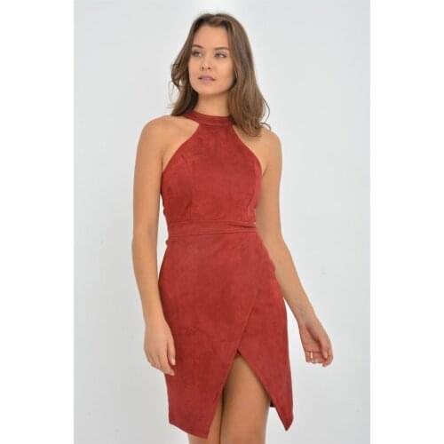 Tres Suede Dress Wedding Party Night Club Summer Elegant Luxury Design Style Evening Dress Short Mini Elegant Sexy Hot Open Fron