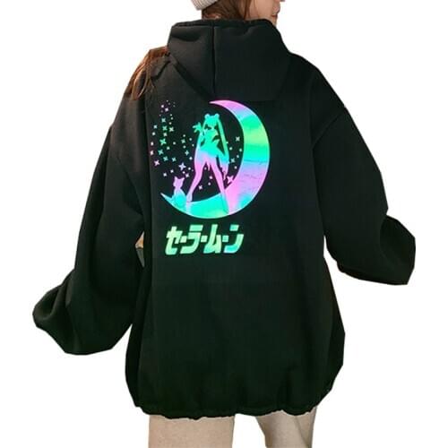 Hooded Sweatshirt Women Cartoon Anime Harajuku Full Sleeve Loose Boyfriend Oversized Hoodies Girl Casual Womens Clothes Pullover