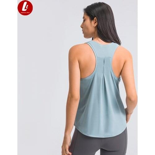 LULUBANAN Racerback Fitness Gym Sport Vest Women Second Skin Feel Anti-sweat Sport Workout Tank Tops Plain Sleeveless Shirts