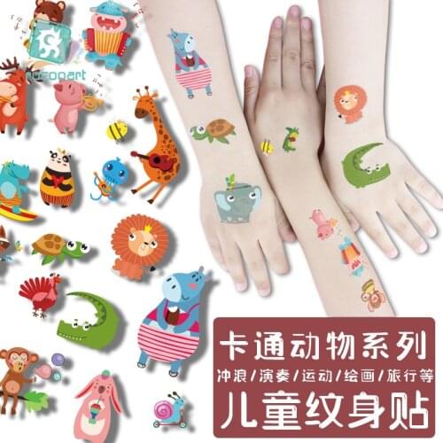 1piece Children Cartoon Animal tattoo Sticker Arm Cute temporary tatto Stickers Boy Girl Waterproof Sticker tatoo fake tattoos