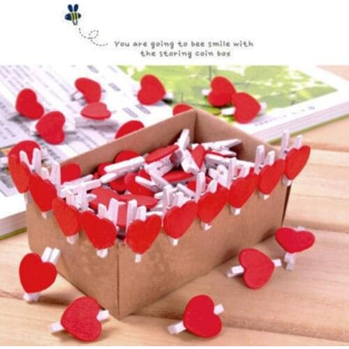 10 PCS Stationery Lovely Love Hearts Album Peg Pin Clothespin Craft Postcard School c18 Cute Wood Paper Clip