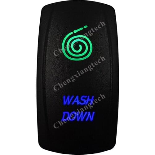 12V 24V Marine Car Boat Truck RV WASH DOWN Rocker Switch SPST, 5 Pins ON-OFF, Green & Blue Led Push Switch for Carling