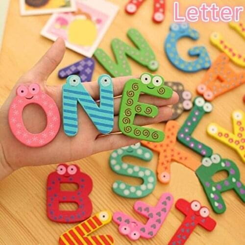 26 Alphabet Wooden Colorful Cartoon Fridge Magnets Fridge Magnetic Letters Stickers Cute Magnetic sticker Child Educational Toy