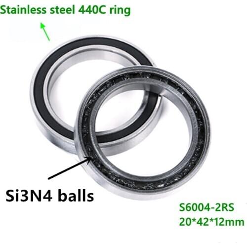 4pcs ABEC-5 S6004-2RS S6004 2RS 20x42x12mm Stainless Steel hybrid Si3N4 ceramic bearing fishing reel 20*42*12 S 6004RS 6004