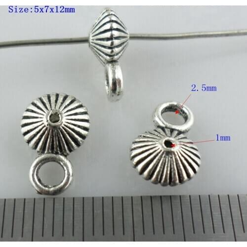 48pcs Tibetan Silver Charms Bails Spacer Beads Connectors Pendants 5x7x12mm Jewelry Findings