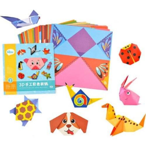 54 Pages Montessori Toys DIY Kids Craft Toy 3D Cartoon Animal Origami Handcraft Paper Art Learning Educational Toys for Children