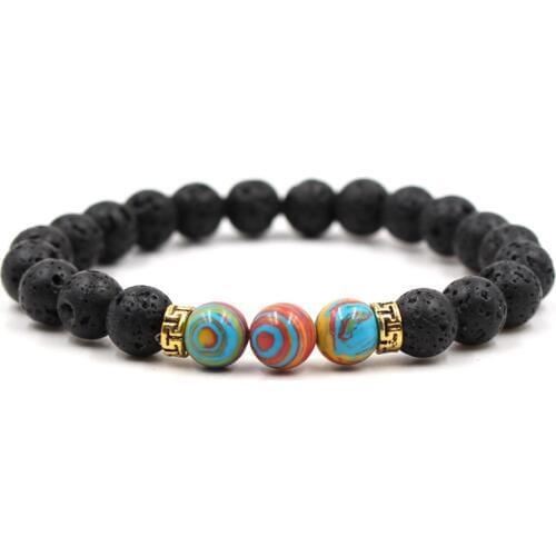 8mm Malachite Natural Stone Bracelet Lava Stone Elastic Bracelet Man Women Yoga Gift Jewelry