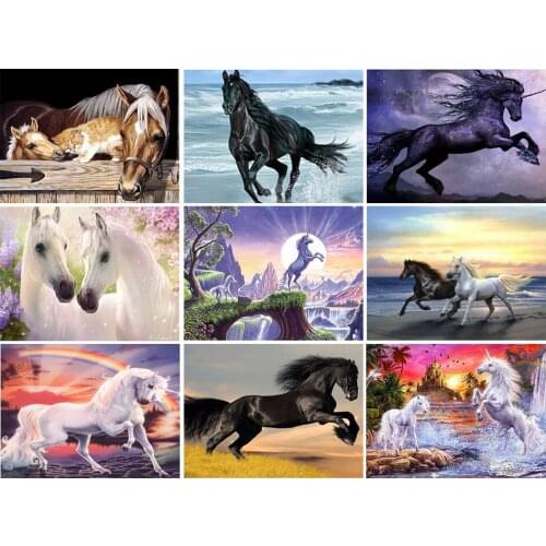 5D DIY Diamond Painting Animals Horse Cross Stitch Kit Full Drill Square Embroidery Mosaic Art Picture of Rhinestones Home Decor
