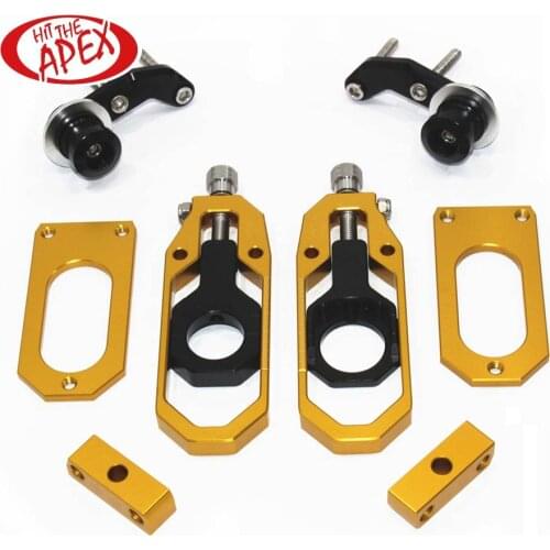 Aluminum CNC motorcycle Chain Tensioner Adjuster kit for Yamaha R6 YZF-R6 06-16 Gold Chain Catena Adjuster with Swing arm spool