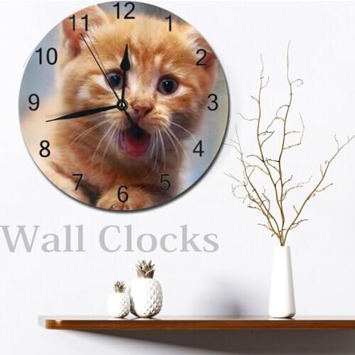 CATS 25CM Big Round Wall-Clocks Decor Numeral Digital Dial Mute Silent Digital Clocks Battery Operated Clocks Living Room Wall