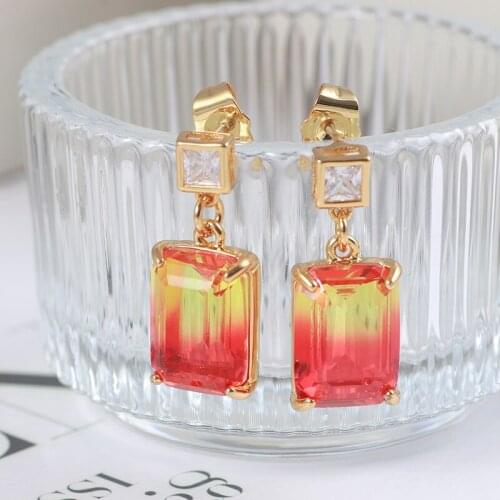 European and American niche design small and shining translucent gradient square fashion simple earrings earrings gift women