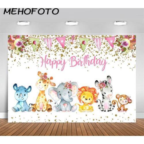 MEHOFOTO Animal Woodland Backdrop Happy Birthday Party Banner Photography Background Woodland Party Banner Decoration Backdrops