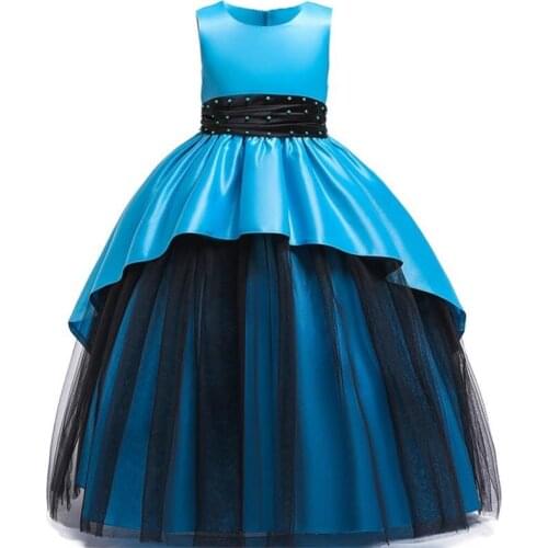 Summer girl simple wedding banquet flower girl dress beaded bridesmaid girl elegant dress children high-end evening dress