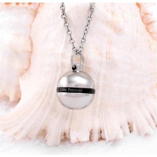 Love Forever Ball Cremation Ashes Keepsake Memorial Jewelry Stainless steel Urn Necklace openable Capsule Engraved Locket