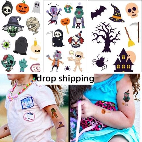 Halloween stickers, children waterproof stickers, funny cartoon pumpkin disposable temporary tattoo paper