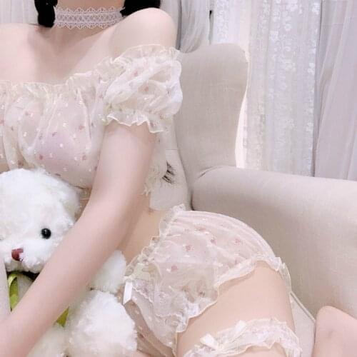 Lace Sexy Nightdress Nightgown Girl Silk Nightwear Women Sexy V Neck Sling Night Dress Sleep Wear Night Gowns with Thong Sets