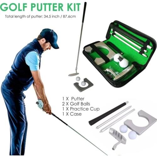 Portable Golf Three-section Assembly Putter Putting Trainer Driver Balls Set Indoor Equipment Office Home Practice Ball