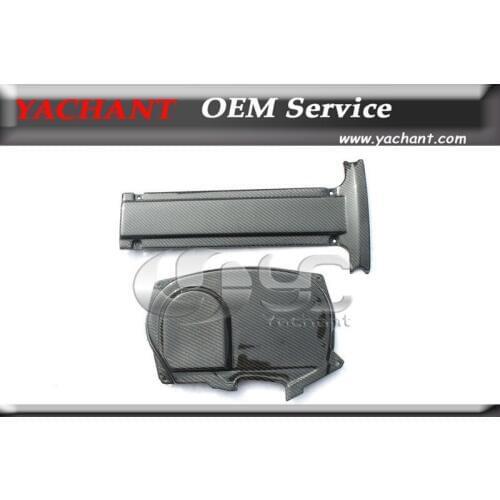 Shipped Carbon Fiber Trim Fit For 06-07 EVO 9 Cam & Engine Plug Cover 2units & 96-05 EVO 4-8 4G63 CT9A Engine Cam Cover 1unit