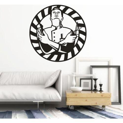 Professional Barber Wall Decal Hair Salon Decoration Barber Shop Vinyl Wall Sticker Barber Shop Window Art Poster AZ247