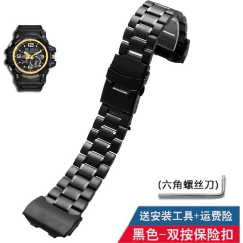 Mens Stainless Steel Watch Band for Casio G-SHOCK GG-1000/GWG-100/GSG-100 black Modified stainless steel watch chain dedicat