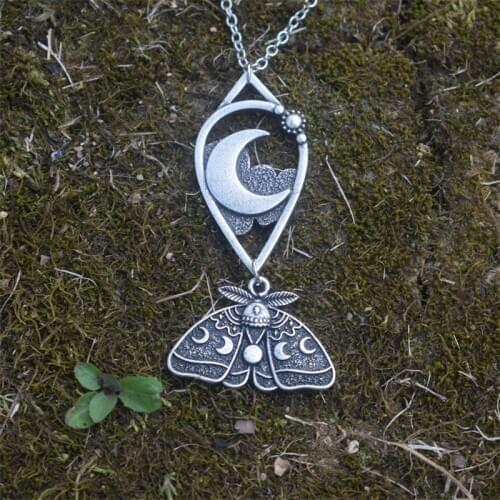 SanLan 1pcs Deaths Head Hawk Moth Pendant Necklace under the moon christmas gift woman gift