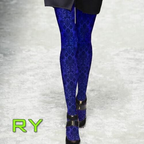 Sapphire Blue Print Pantyhose Womens Patterned Painting Tights