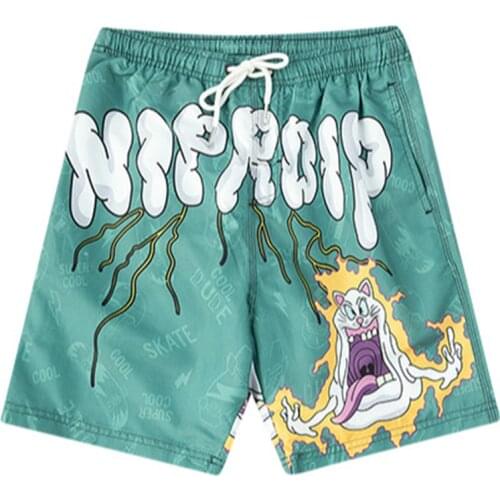 April MOMO 2021 Men Summer Knee Length Funny Shorts Trousers Outwear Male Casual Fashion Loose Style Hip Hop Printing Shorts Men