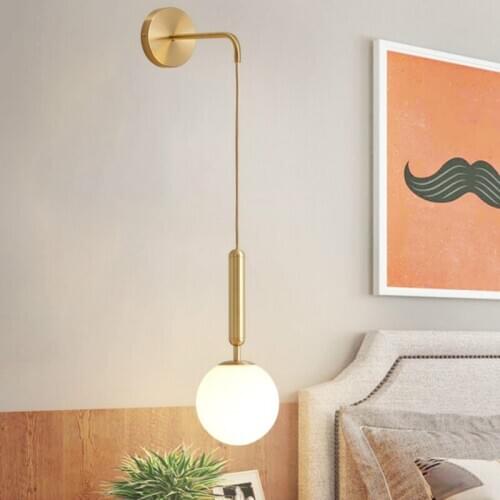 Modern E27 glass wall lamp Scandinavian bedside reading lamp circular decal Malay lamp Nordic Led wall lamp LB12309