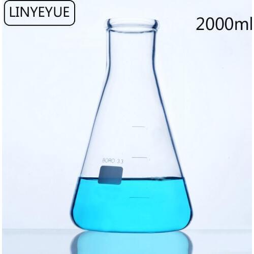 LINYEYUE 2000mL Glass Conical Flask Chemistry Erlenmeyer Flask Borosilicate high temperature resistance Laboratory Equipment