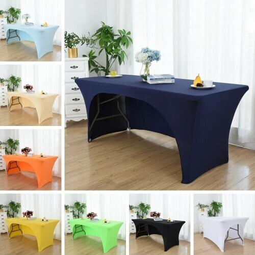 Wedding Spandex Table Cloth Table Cover Rectangular Lycra Table Linen One Side Open Hotel Banquet Party Name Table Cloth