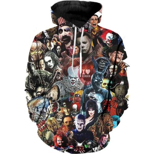 2021 New Arrival Personality Hoodies Horror Movies 3D Printed Pullover Men Women Casual Oversized Hooded Sweatshirts