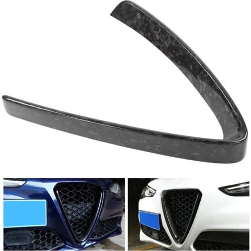 V Shape Grille Cover Overlay Front Grill Frame Trim Carbon Fiber Fit for Alfa Romeo Stelvio 2015-2020 Car style