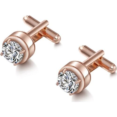 WEIMANJINGDIAN Brand New Arrival High Quality Round Cut Cubic Zirconia CZ Crystal White Gold Rose Gold Colors CuffLinks