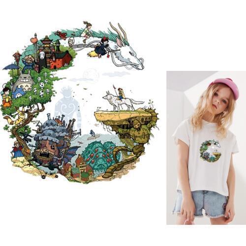 Japanese Anime Heat Transfer PVC Patch Iron On Transfer For Clothing DIY Thermal Transfer Heat Vinyl Iron Stickers Apparel Decor