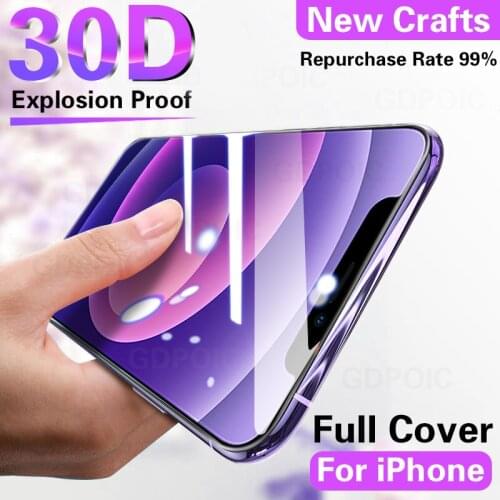 30D Full Cover Protective Glass On For iPhone 12 Pro Max Screen Protector Tempered Glass For iPhone 11 Pro Max Xs XR X 7 8 Glass
