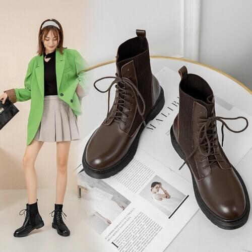 Fashion Women Ankle Boots Flat Heel Shoes Woman Lace Up Winter Autumn Shoes Daily Short Boots Woman Footwear Shoes 42 43