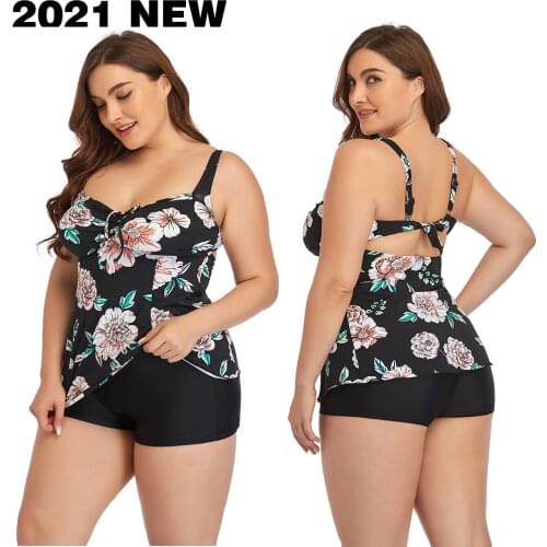 2021 New Two Pieces Swimswear Women Swimsuit Plus Larges Big Size Swim Suits Plussize Bathing Beachwear Wear For Female