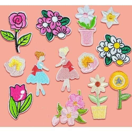 1PCS Rose Flower Fabric Patch Embroidery Iron On Patches For Clothing DIY Decoration Clothes Wedding Stickers Applique Badge