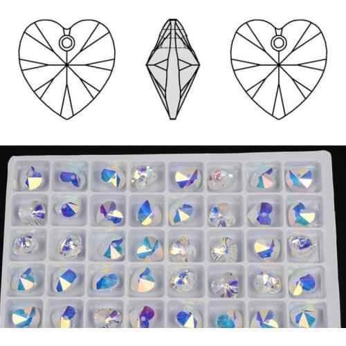 10mm 14mm Charms Love Heart Crystal AB Glass Beads Crystal Gems Beads for Jewelry Making Necklaces Earrings DIY Accessories