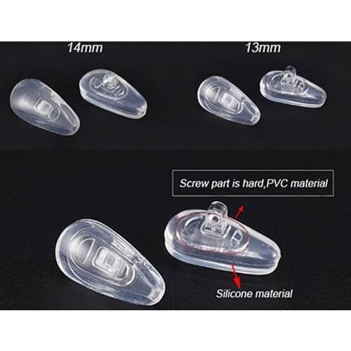 10Pairs(20pcs) 13mm 14mm super soft Air Chamber Silicone Nose Pads screw part hard for optical Eyewear Glasses Accessories