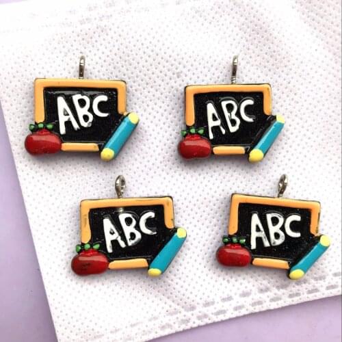 10pcs kawaii Flat back resin blackboard necklace charms very cute keychain pendant necklace for earrings DIY decoration